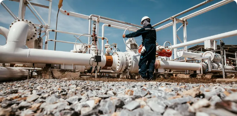 Female employee verifying and testing valves