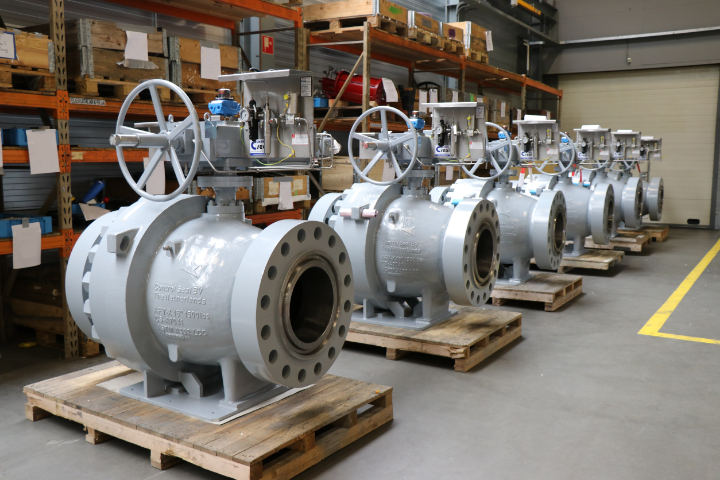 Valves in factory waiting to be shipped