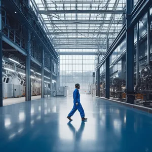 Man walking in a warehouse