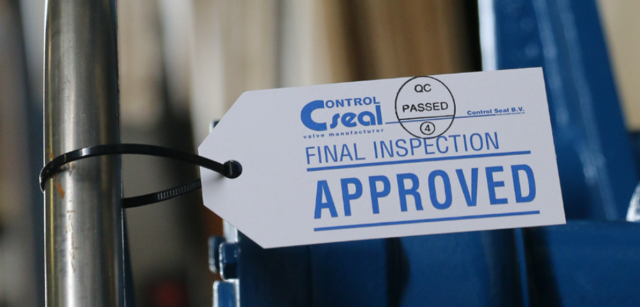 A controlseal label showing that the final inspection has been approved